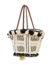 Sac fourre-tout en toile brodé beige Figue