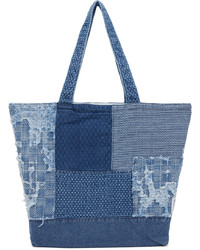 Sac fourre-tout en toile brodé bleu