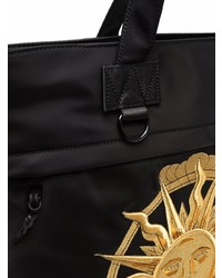 Sac fourre-tout en toile brodé noir VERSACE JEANS COUTURE