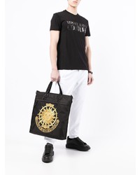 Sac fourre-tout en toile brodé noir VERSACE JEANS COUTURE