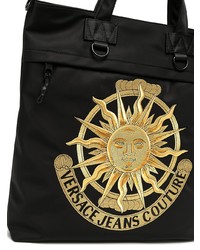 Sac fourre-tout en toile brodé noir VERSACE JEANS COUTURE