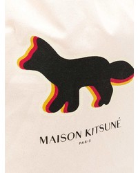 Sac fourre-tout en toile imprimé blanc et noir MAISON KITSUNE