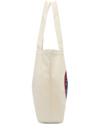 Sac fourre-tout en toile imprimé blanc MAISON KITSUNE