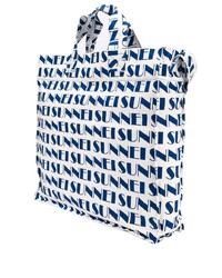 Sac fourre-tout en toile imprimé bleu marine et blanc Sunnei