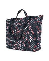 Sac fourre-tout en toile imprimé bleu marine Miu Miu