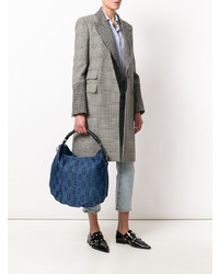 Sac fourre-tout en toile imprimé bleu marine John Galliano