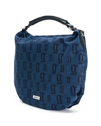 Sac fourre-tout en toile imprimé bleu marine John Galliano