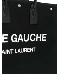Sac fourre-tout en toile imprimé noir et blanc Saint Laurent
