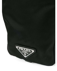 Sac fourre-tout en toile imprimé noir Prada