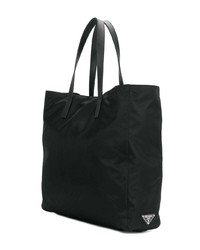 Sac fourre-tout en toile imprimé noir Prada