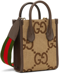 Sac fourre-tout en toile marron clair Gucci