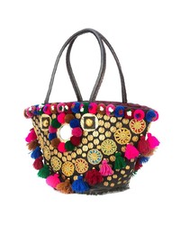 Sac fourre-tout en toile orné multicolore Figue