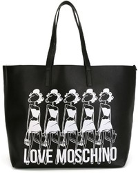 Sac fourre-tout imprimé noir Love Moschino