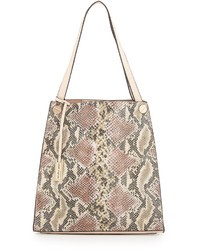 Sac fourre-tout imprimé serpent beige