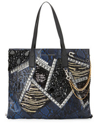 Sac fourre-tout imprimé serpent bleu marine