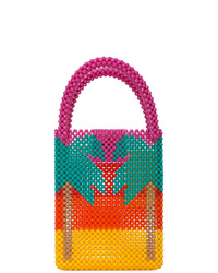 Sac fourre-tout orné de perles imprimé multicolore