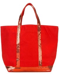 Sac fourre-tout pailleté orné rouge