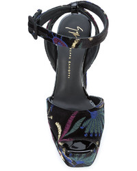 Sandales à fleurs noires Giuseppe Zanotti Design