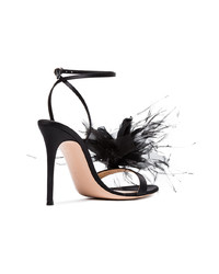 Sandales à talons à fleurs noires Gianvito Rossi