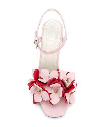 Sandales à talons à fleurs roses Marni