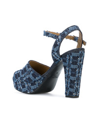 Sandales à talons bleu marine Sonia Rykiel