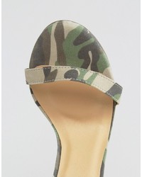 Sandales à talons camouflage grises Missguided