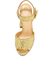 Sandales à talons dorées Charlotte Olympia