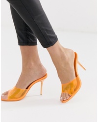 Sandales à talons en caoutchouc orange