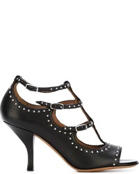 Sandales à talons en cuir à clous noires Givenchy