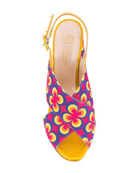 Sandales à talons en cuir à fleurs multicolores Lenora