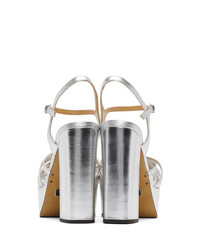 Sandales à talons en cuir argentées Marc Jacobs