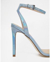 Sandales à talons en cuir bleu clair Asos