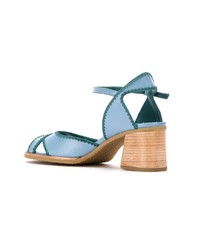 Sandales à talons en cuir bleu clair Sarah Chofakian