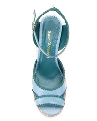Sandales à talons en cuir bleu clair Sarah Chofakian
