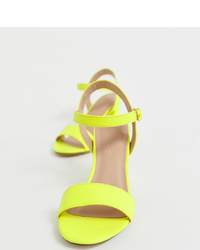 Sandales à talons en cuir chartreuses New Look