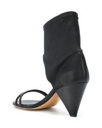Sandales à talons en cuir découpées noires Isabel Marant