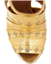Sandales à talons en cuir dorées Alaia
