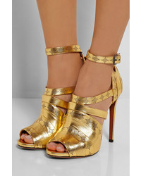 Sandales à talons en cuir dorées Alaia