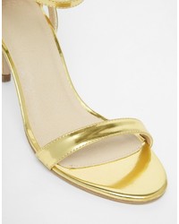 Sandales à talons en cuir dorées Asos