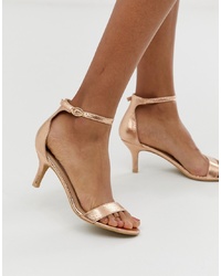 Sandales à talons en cuir dorées Glamorous