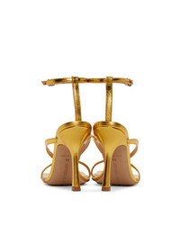 Sandales à talons en cuir dorées Bottega Veneta