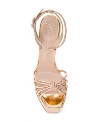 Sandales à talons en cuir dorées Giuseppe Zanotti Design