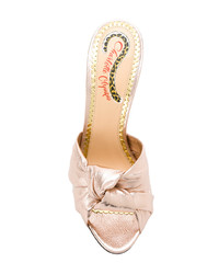 Sandales à talons en cuir dorées Charlotte Olympia