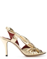 Sandales à talons en cuir dorées Marc Jacobs