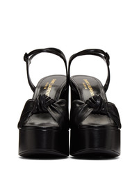 Sandales à talons en cuir épaisses noires Saint Laurent