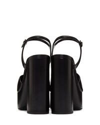 Sandales à talons en cuir épaisses noires Saint Laurent