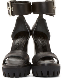 Sandales à talons en cuir épaisses noires Alexander McQueen