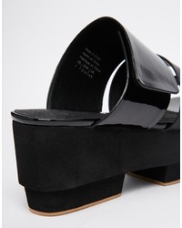 Sandales à talons en cuir épaisses noires