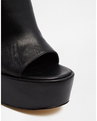 Sandales à talons en cuir épaisses noires Windsor Smith