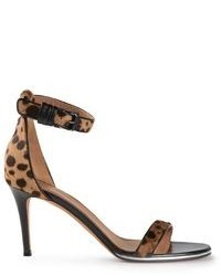Sandales à talons en cuir imprimées léopard marron Givenchy